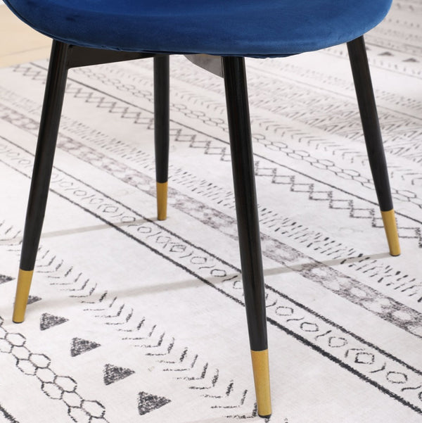 English Elm Lassan Mid-century Velvet Dining Chair Set of 4 with Gold-tipped Metal Legs Blue T2574P164528