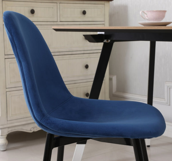 English Elm Lassan Mid-century Velvet Dining Chair Set of 4 with Gold-tipped Metal Legs Blue T2574P164528