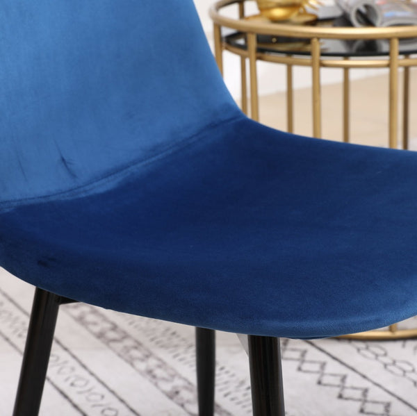 English Elm Lassan Mid-century Velvet Dining Chair Set of 4 with Gold-tipped Metal Legs Blue T2574P164528