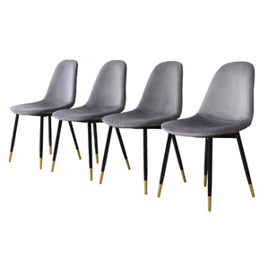 English Elm Lassan Mid-century Velvet Dining Chair Set of 4 with Gold-tipped Metal Legs Gray T2574P164529