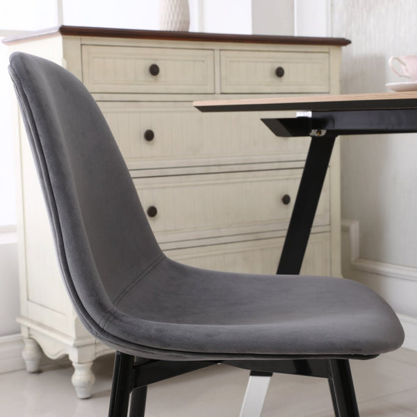 English Elm Lassan Mid-century Velvet Dining Chair Set of 4 with Gold-tipped Metal Legs Gray T2574P164529