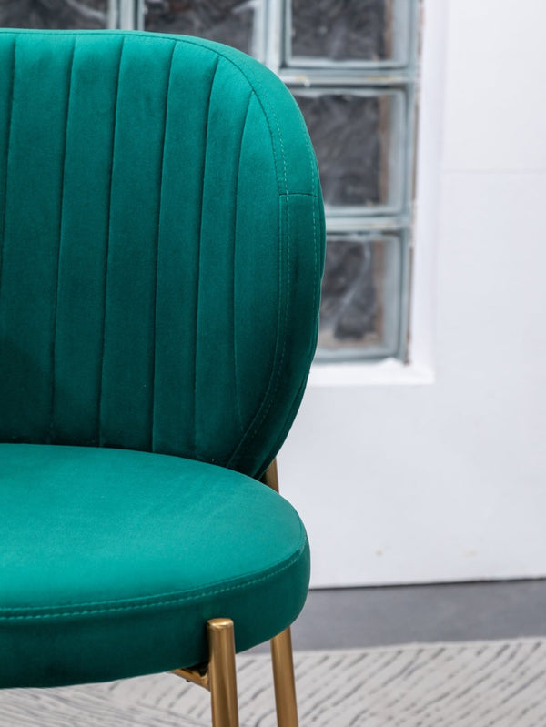 English Elm Amoa Tufted Velvet Dining Chair Set of Two with Gold Legs for Elegant Meals Green T2574P164530