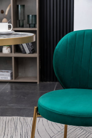 English Elm Amoa Tufted Velvet Dining Chair Set of Two with Gold Legs for Elegant Meals Green T2574P164530