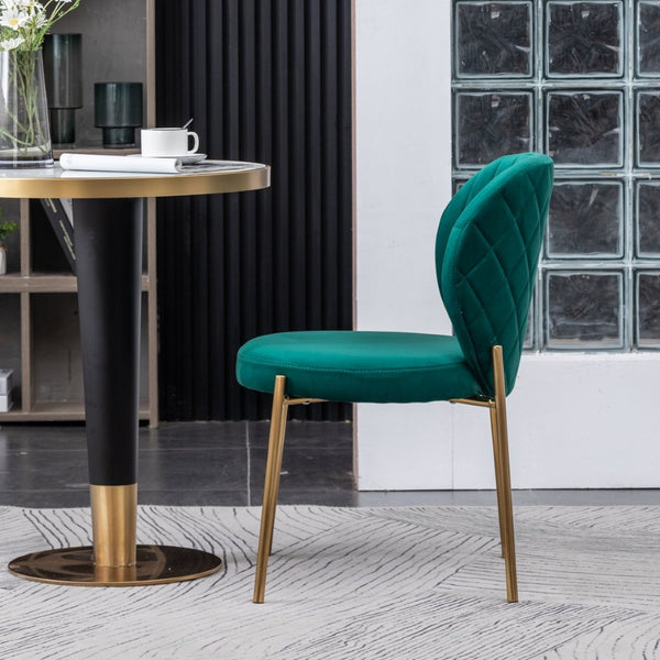 English Elm Amoa Tufted Velvet Dining Chair Set of Two with Gold Legs for Elegant Meals Green T2574P164530