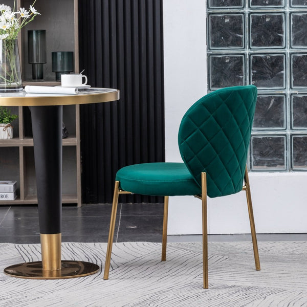 English Elm Amoa Tufted Velvet Dining Chair Set of Two with Gold Legs for Elegant Meals Green T2574P164530