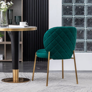 English Elm Amoa Tufted Velvet Dining Chair Set of Two with Gold Legs for Elegant Meals Green T2574P164530