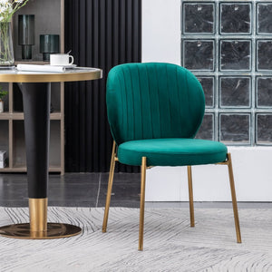 English Elm Amoa Tufted Velvet Dining Chair Set of Two with Gold Legs for Elegant Meals Green T2574P164530