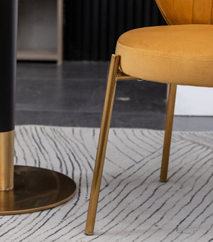 English Elm Amoa Tufted Velvet Dining Chair Set of Two with Gold Legs for Elegant Meals Yellow T2574P164531