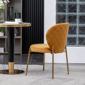 English Elm Amoa Tufted Velvet Dining Chair Set of Two with Gold Legs for Elegant Meals Yellow T2574P164531