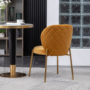 English Elm Amoa Tufted Velvet Dining Chair Set of Two with Gold Legs for Elegant Meals Yellow T2574P164531