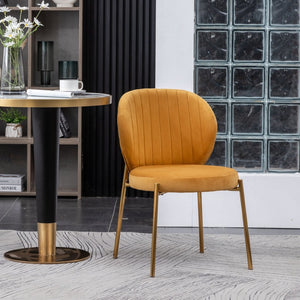 English Elm Amoa Tufted Velvet Dining Chair Set of Two with Gold Legs for Elegant Meals Yellow T2574P164531