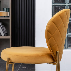 English Elm Amoa Tufted Velvet Dining Chair Set of Two with Gold Legs for Elegant Meals Yellow T2574P164531