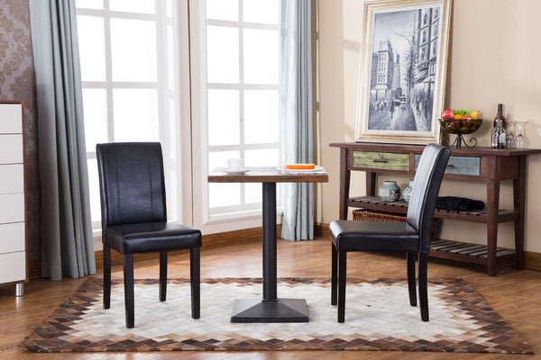 English Elm Urban Leatherette Parsons Dining Chair Set Solid Wood Legs Sleek Modern Seating Black T2574P164532
