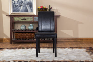 English Elm Urban Leatherette Parsons Dining Chair Set Solid Wood Legs Sleek Modern Seating Black T2574P164532