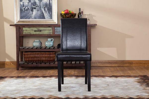English Elm Urban Leatherette Parsons Dining Chair Set Solid Wood Legs Sleek Modern Seating Black T2574P164532