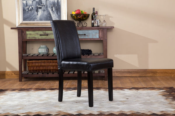 English Elm Urban Leatherette Parsons Dining Chair Set Solid Wood Legs Sleek Modern Seating Black T2574P164532