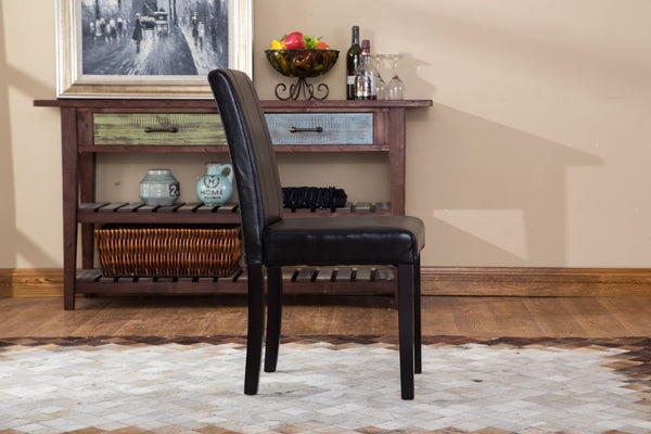 English Elm Urban Leatherette Parsons Dining Chair Set Solid Wood Legs Sleek Modern Seating Black T2574P164532