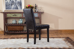 English Elm Urban Leatherette Parsons Dining Chair Set Solid Wood Legs Sleek Modern Seating Black T2574P164532