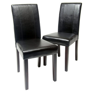 English Elm Urban Leatherette Parsons Dining Chair Set Solid Wood Legs Sleek Modern Seating Black T2574P164532