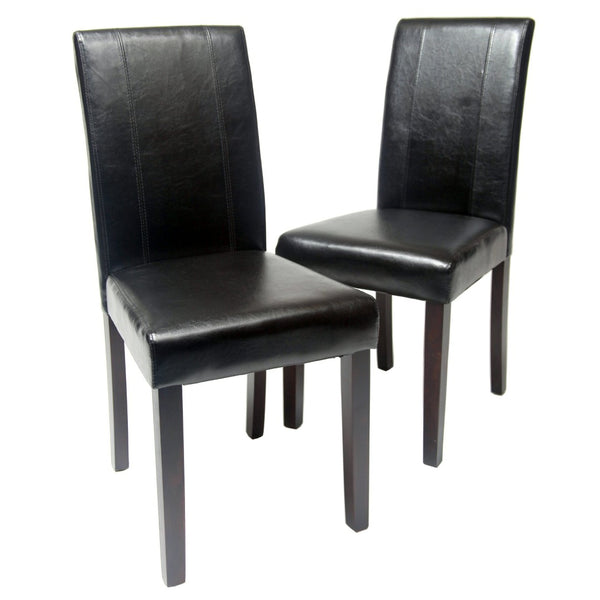 English Elm Urban Leatherette Parsons Dining Chair Set Solid Wood Legs Sleek Modern Seating Black T2574P164532