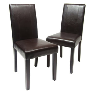 English Elm Urban Leatherette Parsons Dining Chair Set Solid Wood Legs Sleek Modern Seating Brown T2574P164533