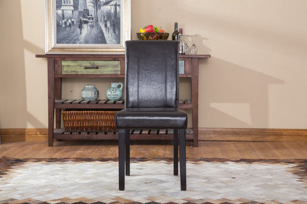 English Elm Urban Leatherette Parsons Dining Chair Set Solid Wood Legs Sleek Modern Seating Brown T2574P164533