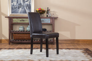 English Elm Urban Leatherette Parsons Dining Chair Set Solid Wood Legs Sleek Modern Seating Brown T2574P164533