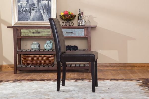 English Elm Urban Leatherette Parsons Dining Chair Set Solid Wood Legs Sleek Modern Seating Brown T2574P164533