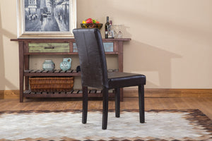 English Elm Urban Leatherette Parsons Dining Chair Set Solid Wood Legs Sleek Modern Seating Brown T2574P164533