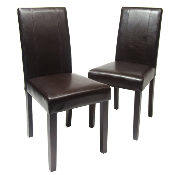 English Elm Urban Leatherette Parsons Dining Chair Set Solid Wood Legs Sleek Modern Seating Brown T2574P164533