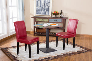 English Elm Urban Leatherette Parsons Dining Chair Set Solid Wood Legs Sleek Modern Seating Red T2574P164534