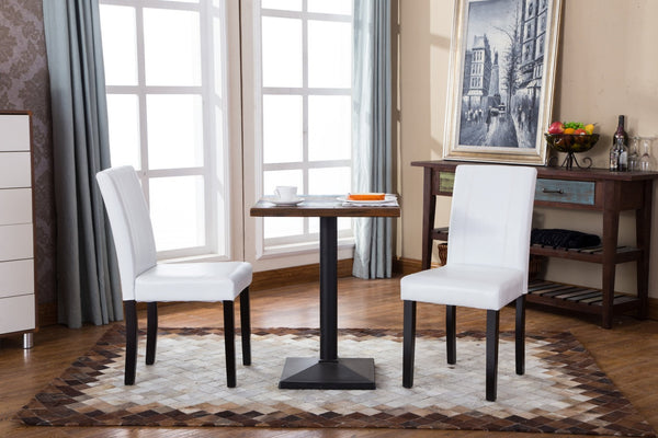 English Elm Urban Leatherette Parsons Dining Chair Set Solid Wood Legs Sleek Modern Seating White T2574P164535