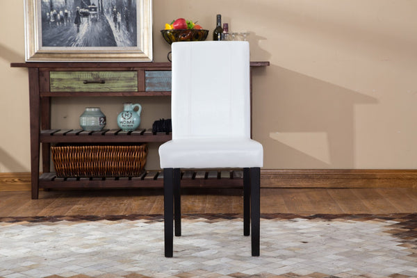 English Elm Urban Leatherette Parsons Dining Chair Set Solid Wood Legs Sleek Modern Seating White T2574P164535
