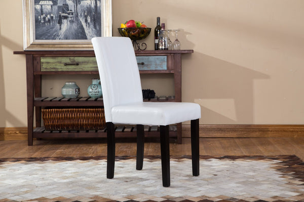 English Elm Urban Leatherette Parsons Dining Chair Set Solid Wood Legs Sleek Modern Seating White T2574P164535