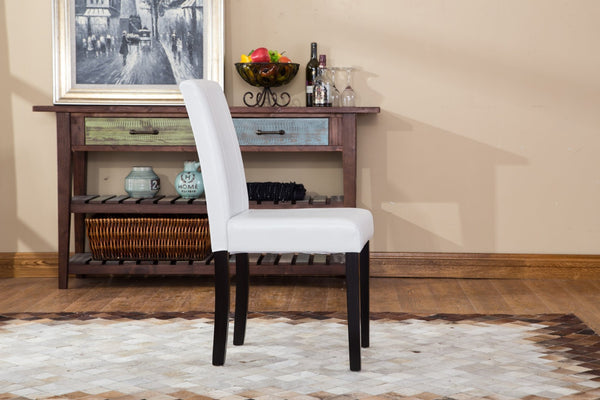English Elm Urban Leatherette Parsons Dining Chair Set Solid Wood Legs Sleek Modern Seating White T2574P164535