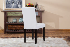 English Elm Urban Leatherette Parsons Dining Chair Set Solid Wood Legs Sleek Modern Seating White T2574P164535