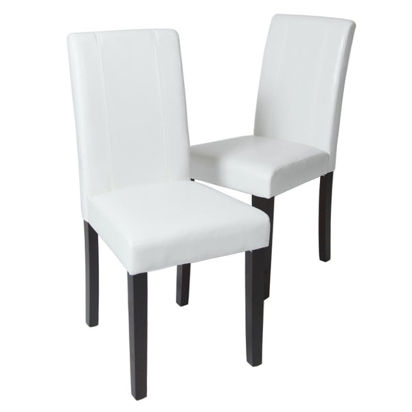 English Elm Urban Leatherette Parsons Dining Chair Set Solid Wood Legs Sleek Modern Seating White T2574P164535