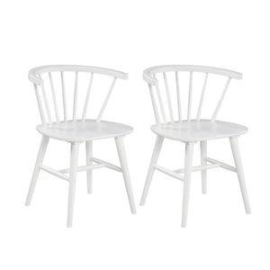English Elm Alwynn Windsor Spindle Back Solid Wood Dining Chairs White Lacquer Farmhouse Set of 2 T2574P164536