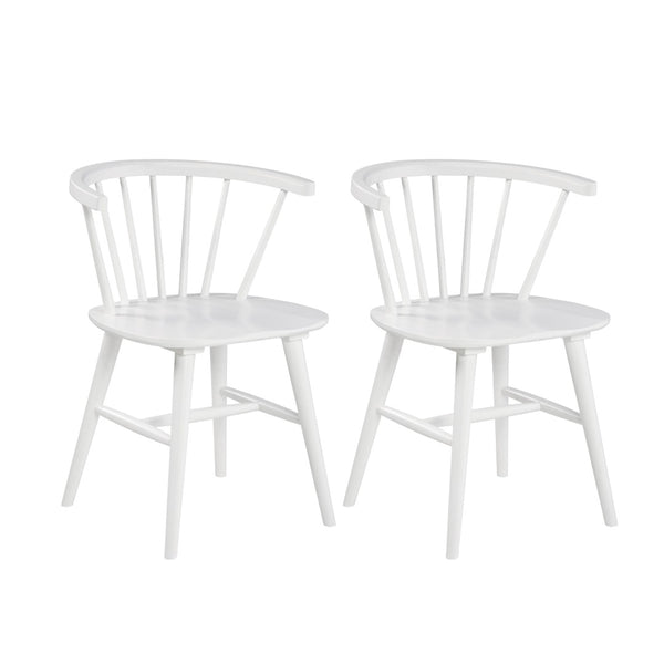 English Elm Alwynn Windsor Spindle Back Solid Wood Dining Chairs White Lacquer Farmhouse Set of 2 T2574P164536