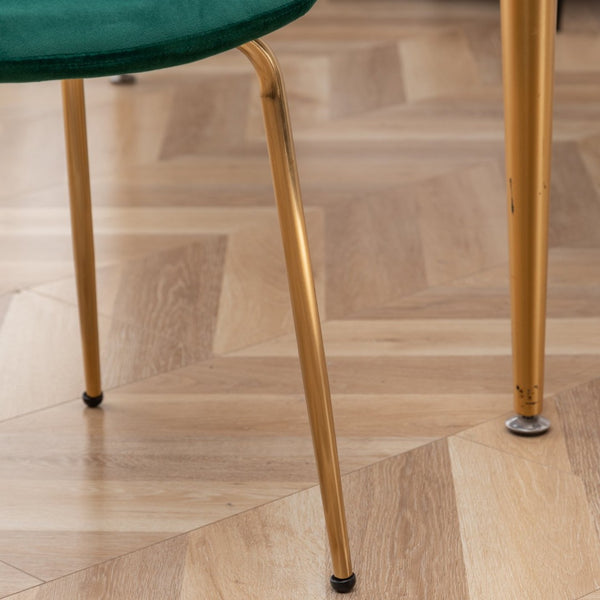 English Elm Aufurr Velvet High Back Dining Chair Set with Gold Metal Legs for Glam Rooms Green T2574P164538