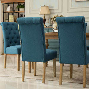 English Elm Habit Tufted Parsons Dining Chairs Set of 2 Solid Oak Wood Frame Upholstered Blue T2574P164541