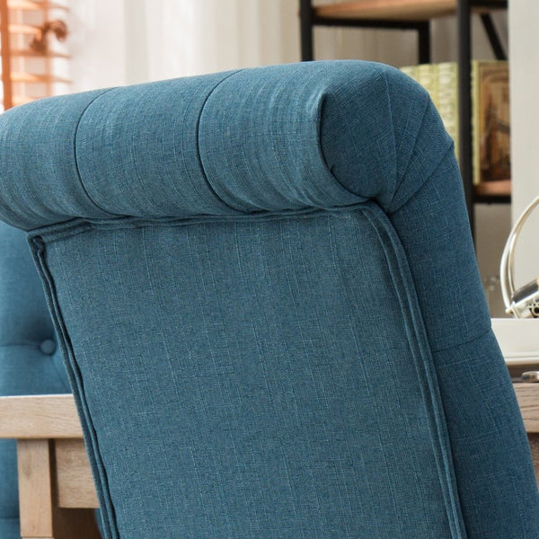 English Elm Habit Tufted Parsons Dining Chairs Set of 2 Solid Oak Wood Frame Upholstered Blue T2574P164541