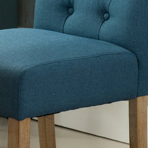 English Elm Habit Tufted Parsons Dining Chairs Set of 2 Solid Oak Wood Frame Upholstered Blue T2574P164541
