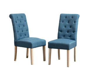 English Elm Habit Tufted Parsons Dining Chairs Set of 2 Solid Oak Wood Frame Upholstered Blue T2574P164541