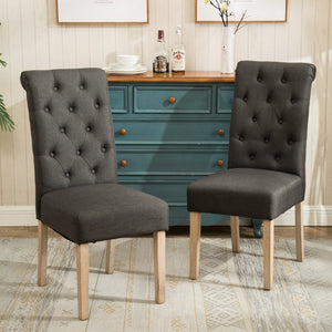 English Elm Habit Tufted Parsons Dining Chairs Set of 2 Solid Oak Wood Frame Upholstered T2574P164542