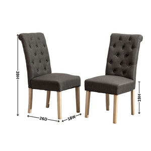 English Elm Habit Tufted Parsons Dining Chairs Set of 2 Solid Oak Wood Frame Upholstered T2574P164542