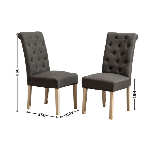 English Elm Habit Tufted Parsons Dining Chairs Set of 2 Solid Oak Wood Frame Upholstered T2574P164542
