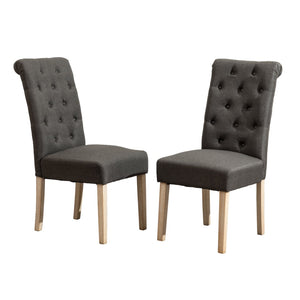 English Elm Habit Tufted Parsons Dining Chairs Set of 2 Solid Oak Wood Frame Upholstered T2574P164542
