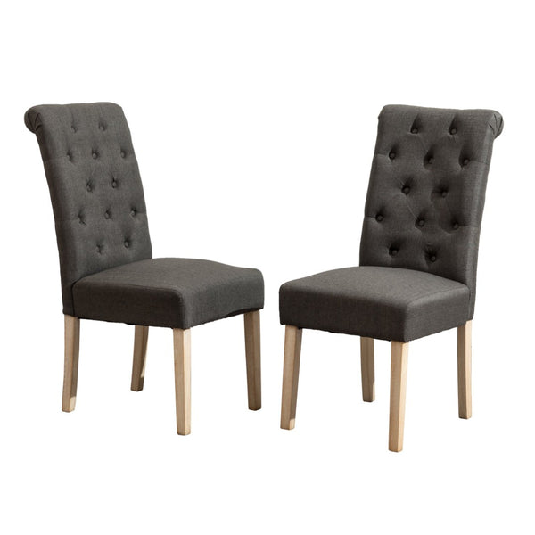 English Elm Habit Tufted Parsons Dining Chairs Set of 2 Solid Oak Wood Frame Upholstered T2574P164542