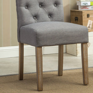 English Elm Habit Tufted Parsons Dining Chairs Set of 2 Solid Oak Wood Frame Upholstered Gray T2574P164543